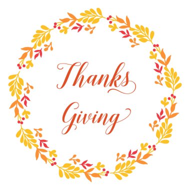 Sonbahar yapraklı çiçek desenli şükran günü davetiyesi. Vektör