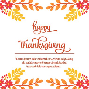 Sonbahar yapraklı çiçek desenli şükran günü davetiyesi. Vektör