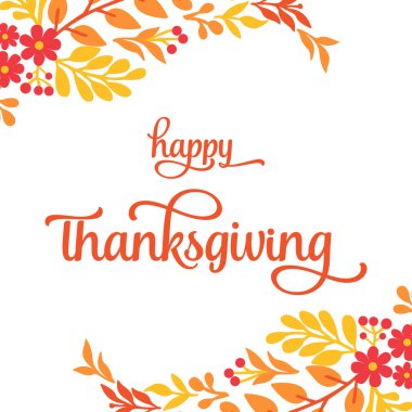 Kart şükran günü kavramı, zarif sonbahar yaprakları çerçeveli. Vektör