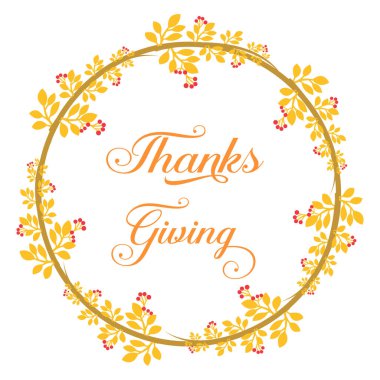 Sonbahar yaprağı desenli çiçek desenli şükran günü posteri. Vektör