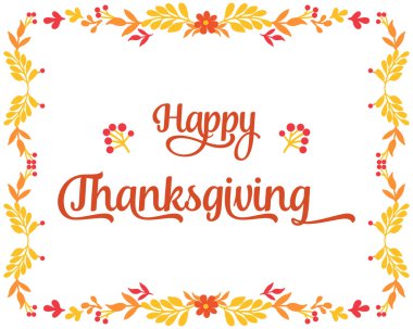 Tebrik kartı şükran günü dekorasyonu için sonbahar yaprağı çiçek çerçevesinin tasarım öğesi. Vektör