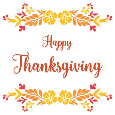 Doğanın çiçek desenli süsüsüyle birlikte şükran günü şablonu. Vektör