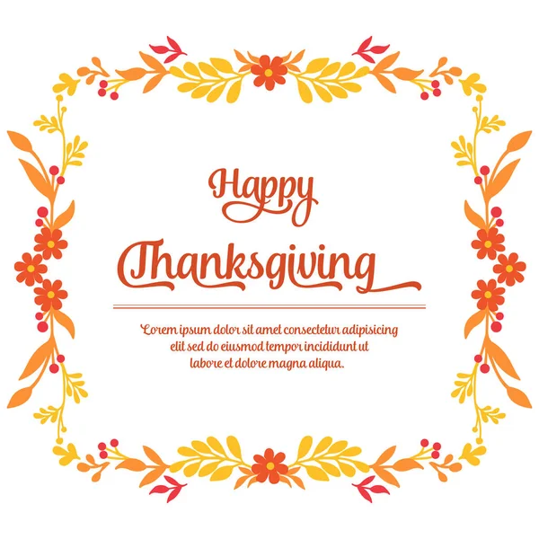 Card thanksgiving, with autumn leaves frame background. Vector — Stock Vector
