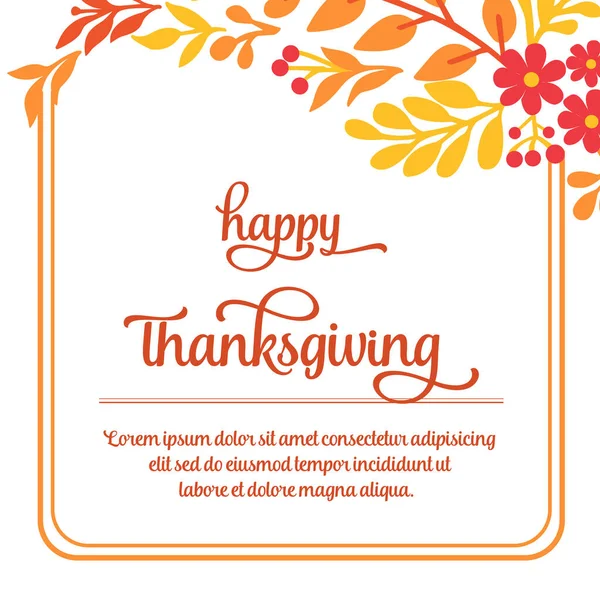 Concept of card thanksgiving, with decorative of elegant autumn leaves frame. Vector — Stock Vector