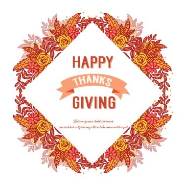 Sonbahar yaprağı çiçek desenli kart şükran günü süsü. Vektör