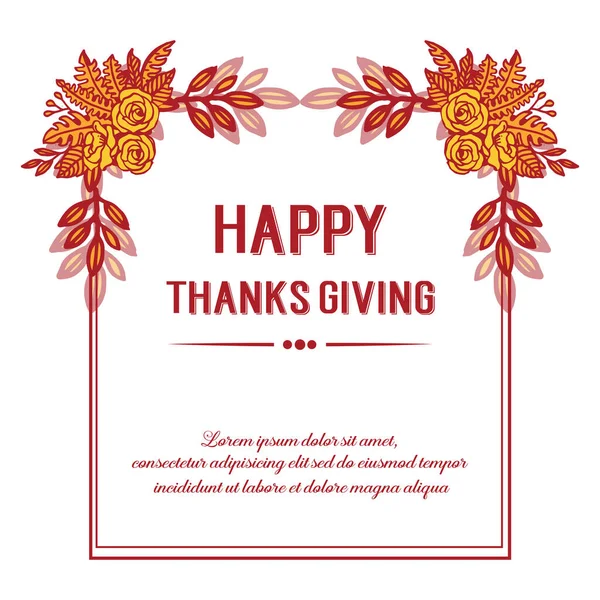 Poster o banner di ringraziamento, con carta da parati modello di cornice fiore foglia autunno. Vettore — Vettoriale Stock