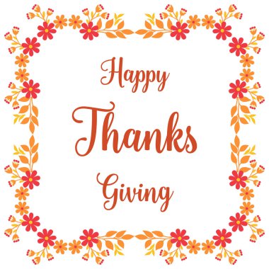 Zarif sonbahar yapraklı çiçek çerçeveli kart şükran günü tasarımı şablonu. Vektör