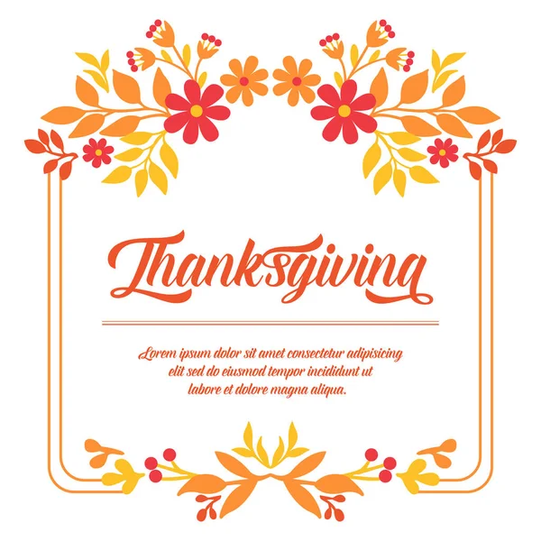 Пригласительная открытка с надписью "День благодарения", с различным стилем цветочной рамы осеннего листа. Вектор — стоковый вектор