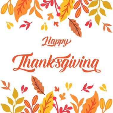 Kart Şükran Günü tasarımı için sonbahar yaprağı çerçeve arkaplanı çiz. Vektör