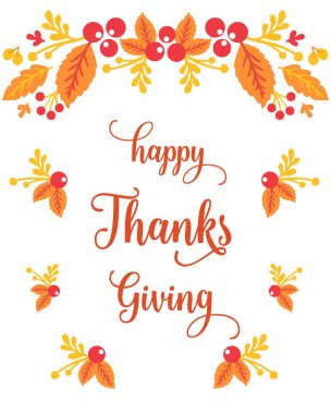 Sonbahar yaprakları çerçeveli şükran gününün şablonu. Vektör