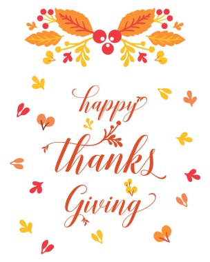 Sonbahar yaprakları çerçeveli şükran gününün şablonu. Vektör