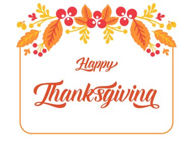 Bayrak Şükran Günü, güzel sonbahar yaprakları çerçeveli. Vektör