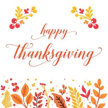 Sonbahar yaprakları çerçeveli çeşitli poster şükran günleri. Vektör