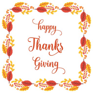 Soyut sonbahar yapraklarının süslendiği şükran günü afişi ya da posteri. Vektör