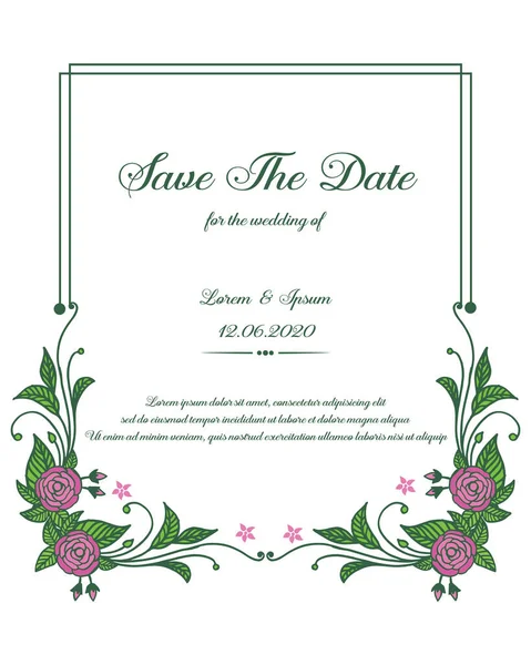 Приглашение карты сохранить дату, с винтажным стилем розовый цветок рамка. Вектор — стоковый вектор
