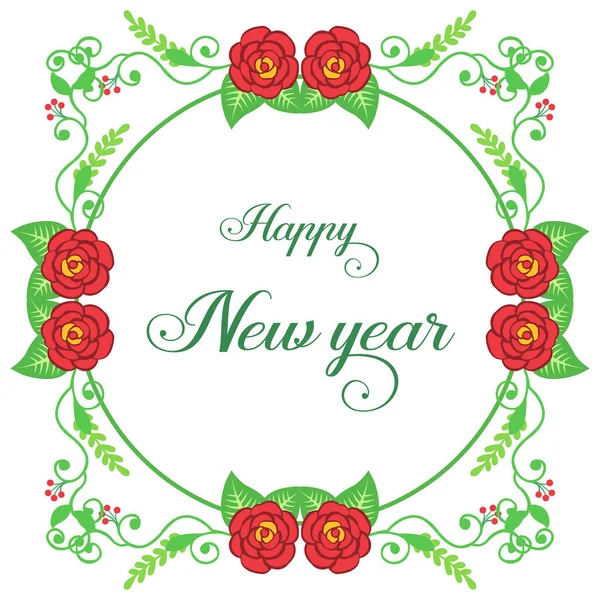Lugar para el texto, feliz año nuevo, con marco de flores de rosa roja sin costuras. Vector — Vector de stock