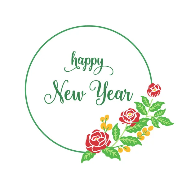 Design for banner happy new year, with style of red wreath frame. Vector — Stock Vector