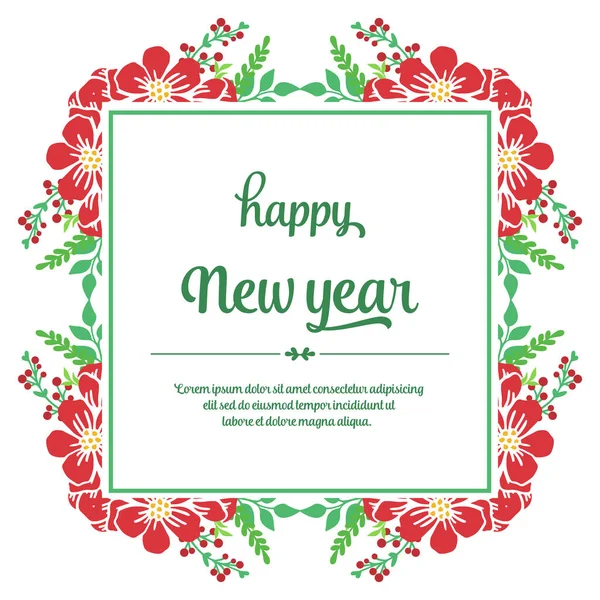 Beautiful red flower frame background, for element design of card happy new year. Vector — Stock Vector