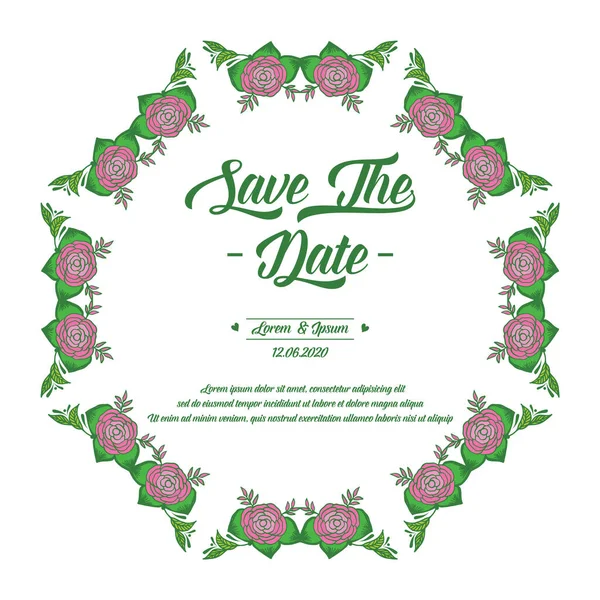 Декоративная свадебная открытка сохранить дату, с текстурой розовый цветок рамка элегантная. Вектор — стоковый вектор