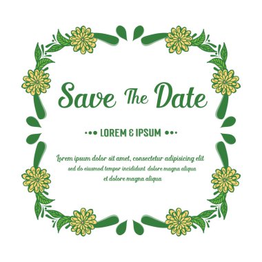 Davetiye kartı düğünü, rengarenk desenli çiçek desenli, tarihi kaydet. Vektör