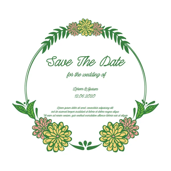 Приглашение карточка свадьбы сохранить дату, с дизайном красочные цветочные рамки. Вектор — стоковый вектор