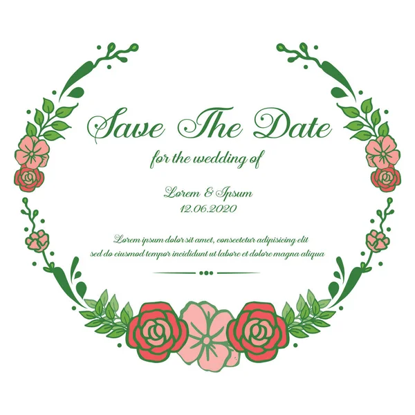 Приглашение на свадьбу сохранить дату, с рисунком абстрактной рамкой цветок розы. Вектор — стоковый вектор