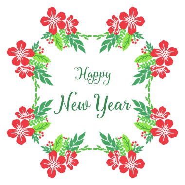 Banner, soyut yeşil yapraklı çiçek çerçevelerinin dekoratifi ile mutlu yıllar. Vektör