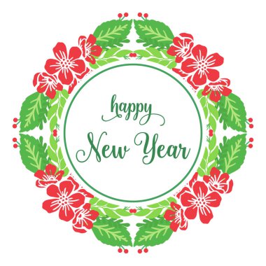 Yaprak çiçek desenli mutlu bir yeni yıl kartı. Vektör