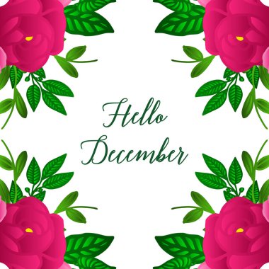 Merhaba demek için pembe gül çelengi çerçeveli aralık el çizimi. Vektör