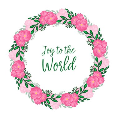 Pembe gül çiçekli çerçeveli, beyaz arka planda izole dünyaya neşe saçan. Vektör