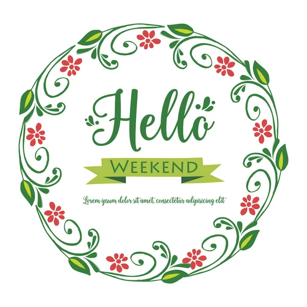 Lindo marco floral de hojas verdes, para la plantilla de tarjeta hola fin de semana. Vector — Vector de stock