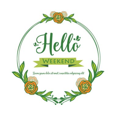 Gül çiçeği desenli hoş geldin hafta sonu kartı. Vektör
