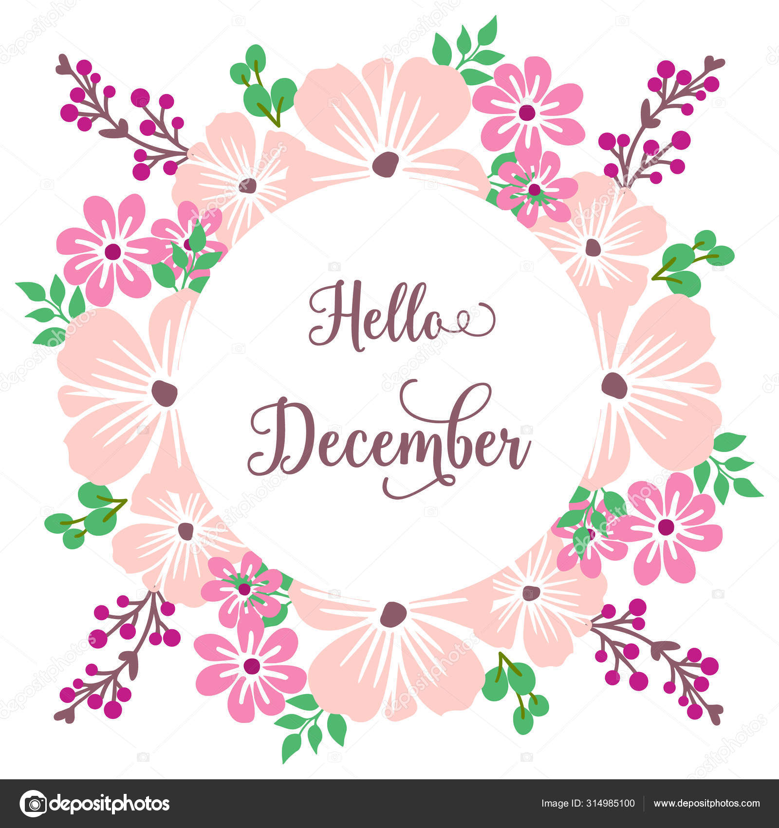 パターンカードこんにちは12月のためのシームレスな緑の葉の花の パターンカードこんにちは12月のためのシームレスな緑の葉の花の