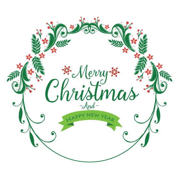 海报模板,圣诞快乐,新年快乐,绿色叶框装饰. B.病媒 — 图库矢量图片