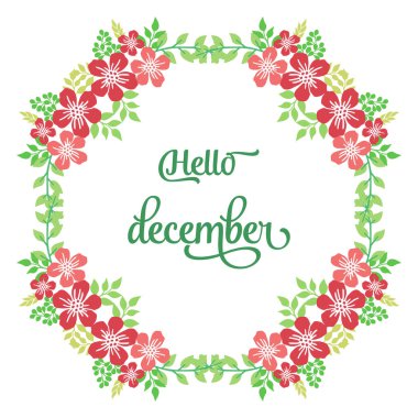 Mesaj için yer, merhaba aralık, güzel parlak çelenk çerçeveli. Vektör