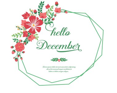 Basit kırmızı çelenk çerçevesi, merhaba aralığının zarif kartı için. Vektör