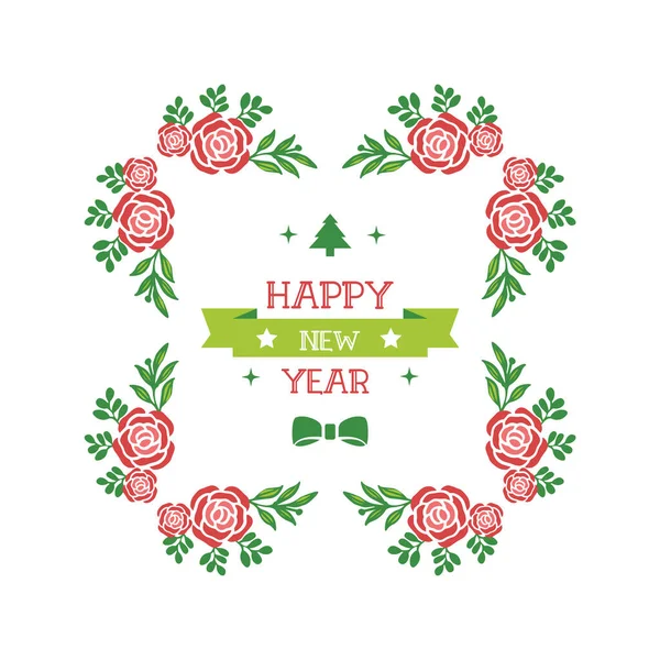 芸術の赤いバラの花輪フレームは、カードの幸せな新年のために。ベクトル — ストックベクタ