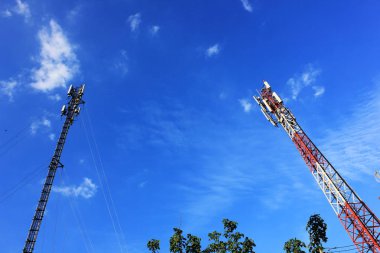 Mavi gökyüzü arka plan Ile mobil kutup