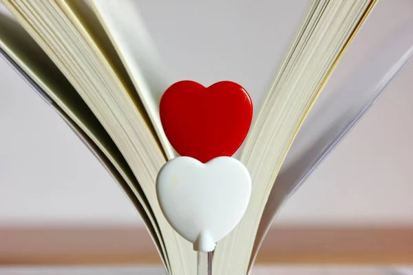 Two hearts with book background — Stock Photo, Image
