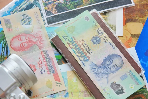 Draufsicht Dong Vietnam Money Bang Note Pass Banknote Für Die — Stockfoto