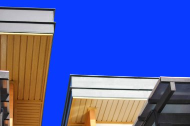 Çatı tasarımı kare şekilli geometrik desen soyut arkaplan mavi üzerine izole