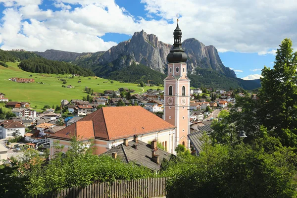 Uitzicht Stad Castelrotto Dolomieten Zuid Tirol Stockafbeelding