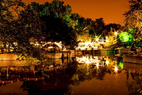 Nacht Kleurrijke Parklandschap — Stockfoto