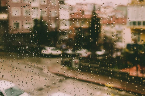 Regen Weergave Door Raam — Stockfoto