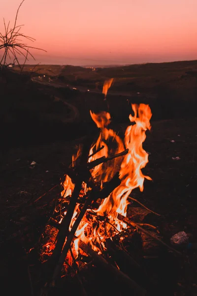 Camp Πυρκαγιά Φύση Νύχτα — Φωτογραφία Αρχείου