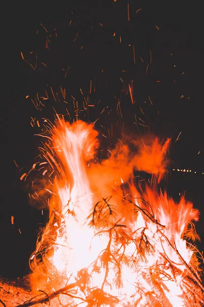 Acampamento Fogo Natureza Noite — Fotografia de Stock