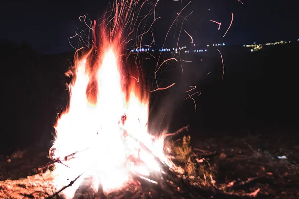 Camp Πυρκαγιά Φύση Νύχτα — Φωτογραφία Αρχείου