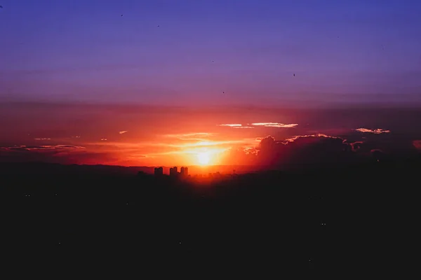 Zonsondergang Stad Landschap Kleuren — Stockfoto