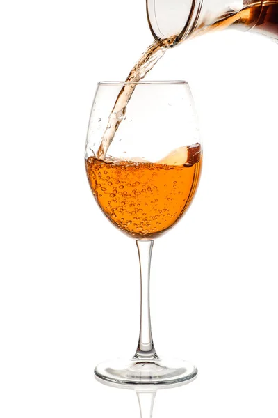 Amber Wijn Het Glas Wijn Wordt Een Glas Gegoten Traditionele — Stockfoto
