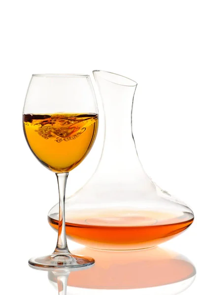 Amber Wijn Wijn Een Glas Decanter Traditionele Georgische Wijn Volgens — Stockfoto